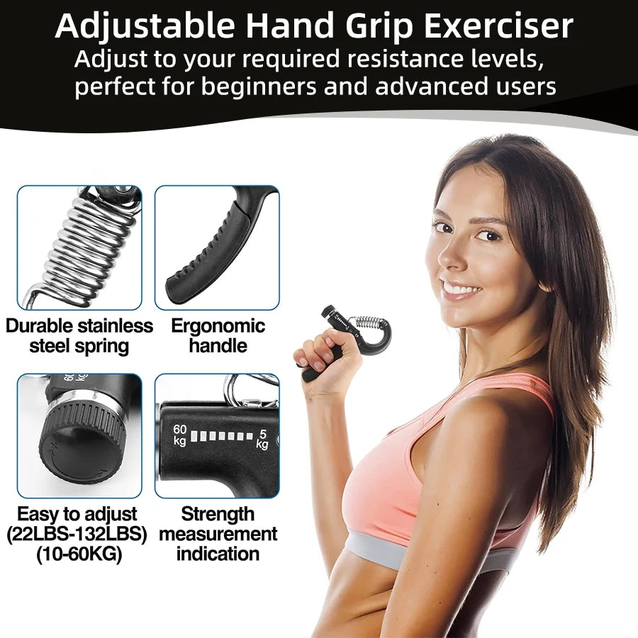 Professional Adjustable 5-60kg Steel Spring Hand Gripper Portable Forearm Workout Tool for Men Women for Gym Training Physical